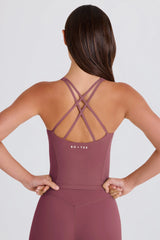 Four-Way Stretch Crossback Longline Tank Top in Acai