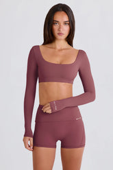Four-Way Stretch Multiway Long-Sleeve Crop Top in Acai