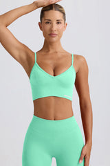 Define Luxe V-Neck Sports Bra in Mint