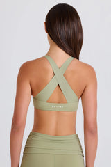 Four-Way Stretch Crossback V-Neck Sports Bra in Matcha