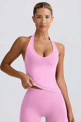 Define Luxe Halterneck Tank Top in Bubblegum Pink