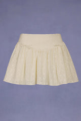 Bow-Detail Broderie Anglaise Mini Skirt in Ivory