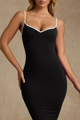 Modal Contrast-Trim Backless Midaxi Dress in Black