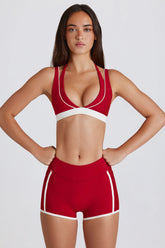 Soft Active Contrast Mini Shorts in Dark Red