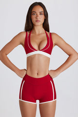 Soft Active Contrast Mini Shorts in Dark Red