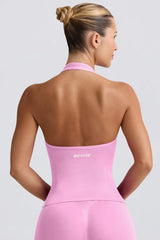 Define Luxe Halterneck Tank Top in Bubblegum Pink