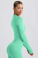 Define Luxe Zip-Up Jacket in Mint