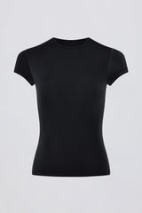 Cut-Out Longline T-Shirt in Black