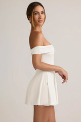 Modal Off-Shoulder A-Line Mini Dress in White
