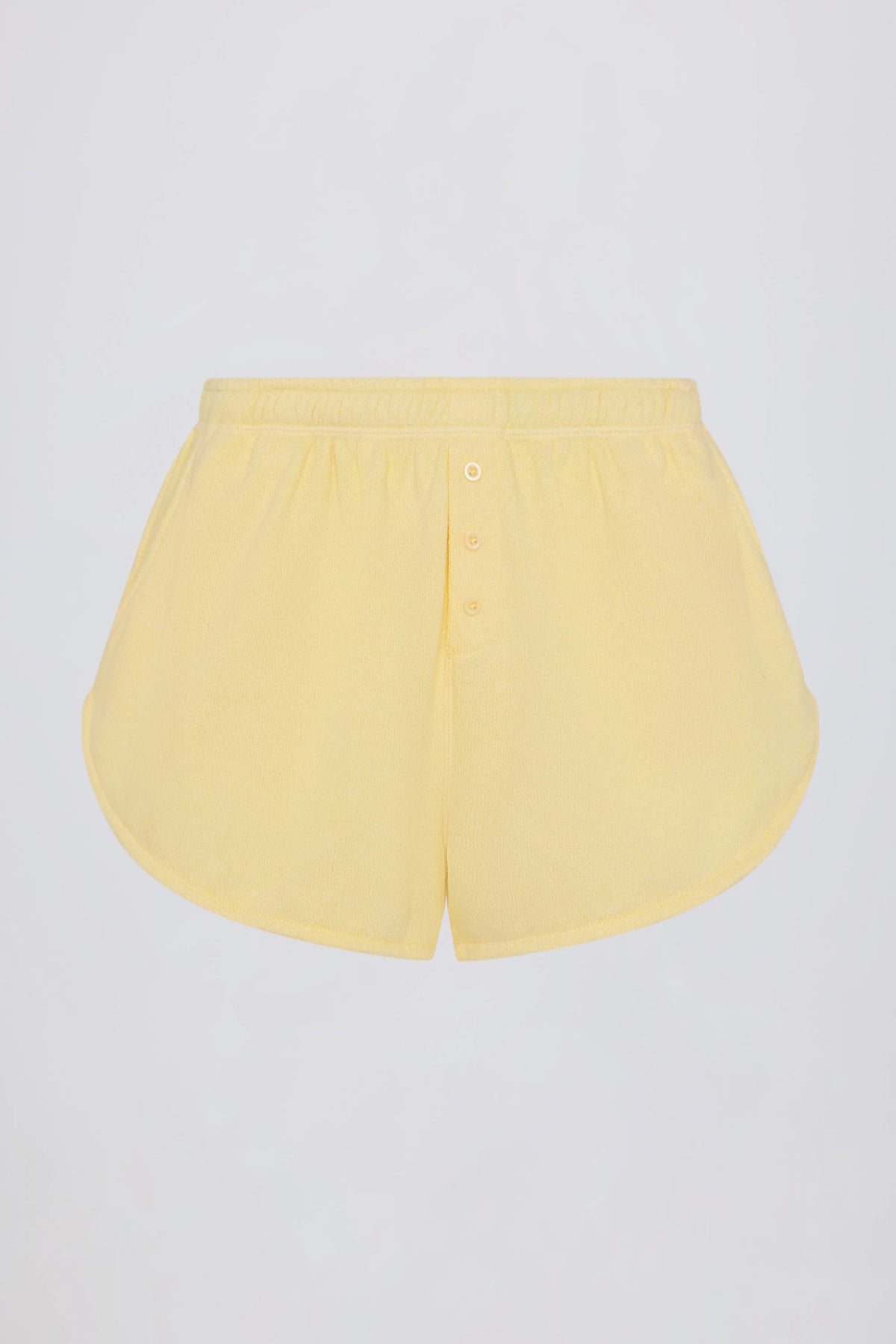 Button-Detail Mid-Rise Shorts in Lemon