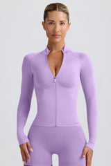 Define Luxe Zip-Up Jacket in Lilac