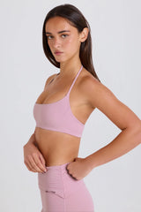 Four-Way Stretch Scoop-Neck Halterneck Sports Bra in Mauve