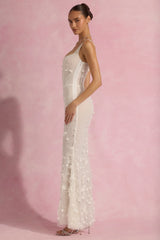 Embellished Fishtail Corset Gown in White