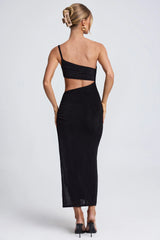 One Shoulder Cut Out Maxi Dress in Black