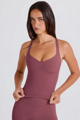 Four-Way Stretch Crossback Longline Tank Top in Acai