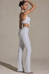 Embellished Cut-Out Jumpsuit in White