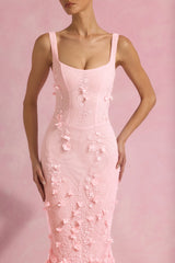 Embellished Fishtail Corset Gown in Pink