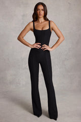Corset Flared Jumpsuit in Black