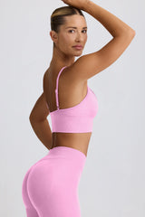 Define Luxe V-Neck Sports Bra in Bubblegum Pink