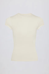 Cut-Out Longline T-Shirt in Cream