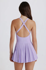 Soft Active Crossback Pleated Tennis Dress in Lilac