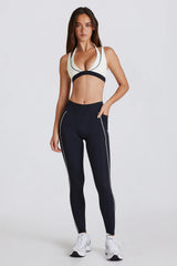 Soft Active Contrast Leggings in Black