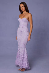 Lace-Up Corset Maxi Dress in Lilac