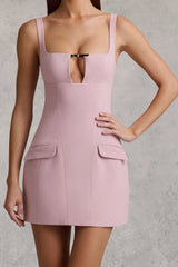 Cut-Out Structured A-Line Mini Dress in Mauve