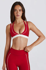 Soft Active Layered Sports Bra in Dark Red