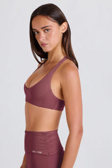 Four-Way Stretch Crossback V-Neck Sports Bra in Acai