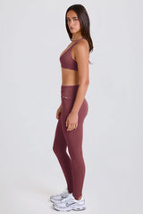 Four-Way Stretch Foldover Mid-Rise Stirrup Leggings in Acai