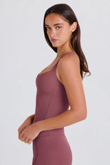 Four-Way Stretch Crossback Longline Tank Top in Acai